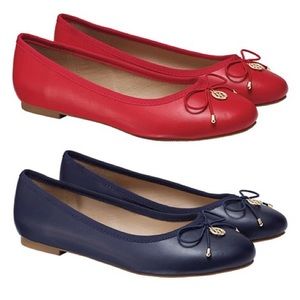 Navy ballet flats with bow and charm, new